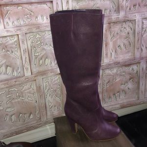 Purple Leather Knee High Retro Go Go Boots by Aldo